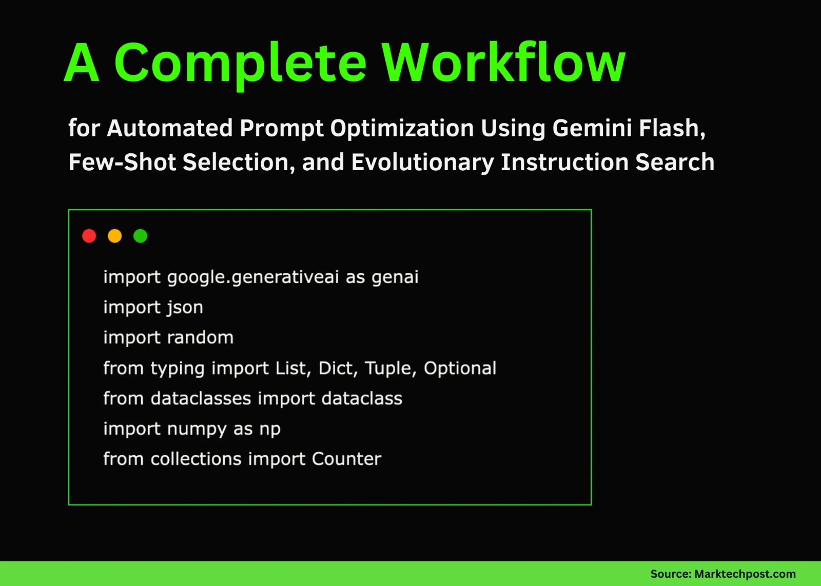 A Complete Workflow for Automated Prompt Optimization Using Gemini Flash, Few-Shot Selection, and Evolutionary Instruction Search